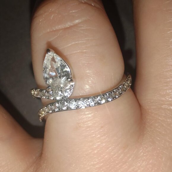 Neiman Marcus 14K White Gold Plated Solitaire Engagement Ring - Picture 3 of 4